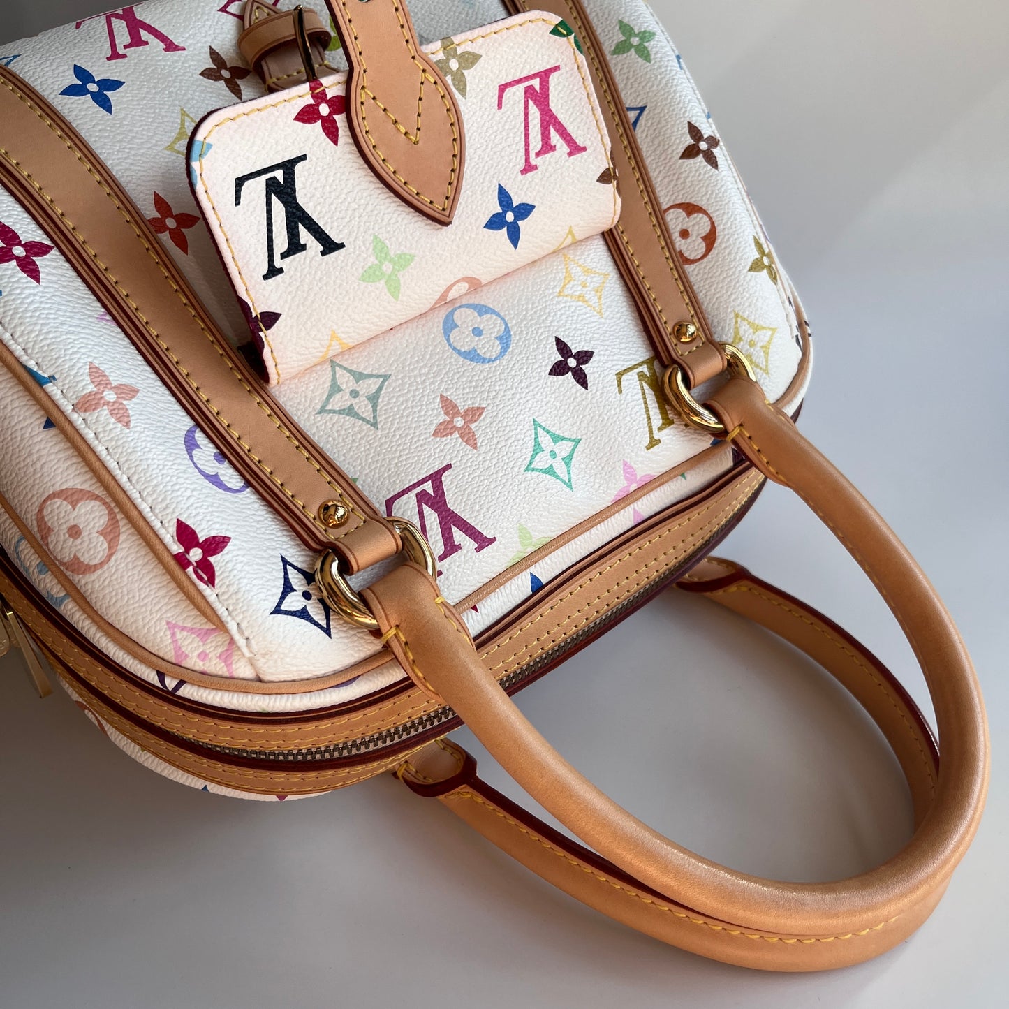 Louis Vuitton x Takashi Murakami White Multicolor Priscilla Handbag