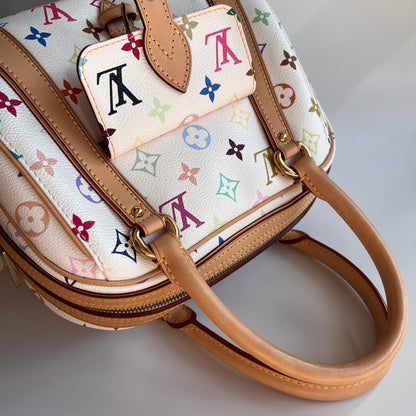 Louis Vuitton x Takashi Murakami White Multicolor Priscilla Handbag