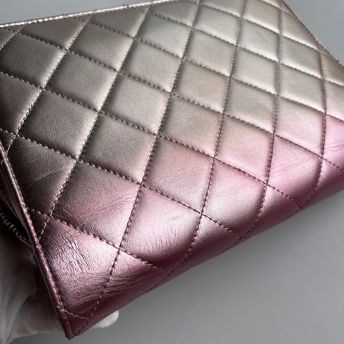 Chanel Quilted Gradient Metallic Lambskin Like A Wallet Flap Crossbody Bag