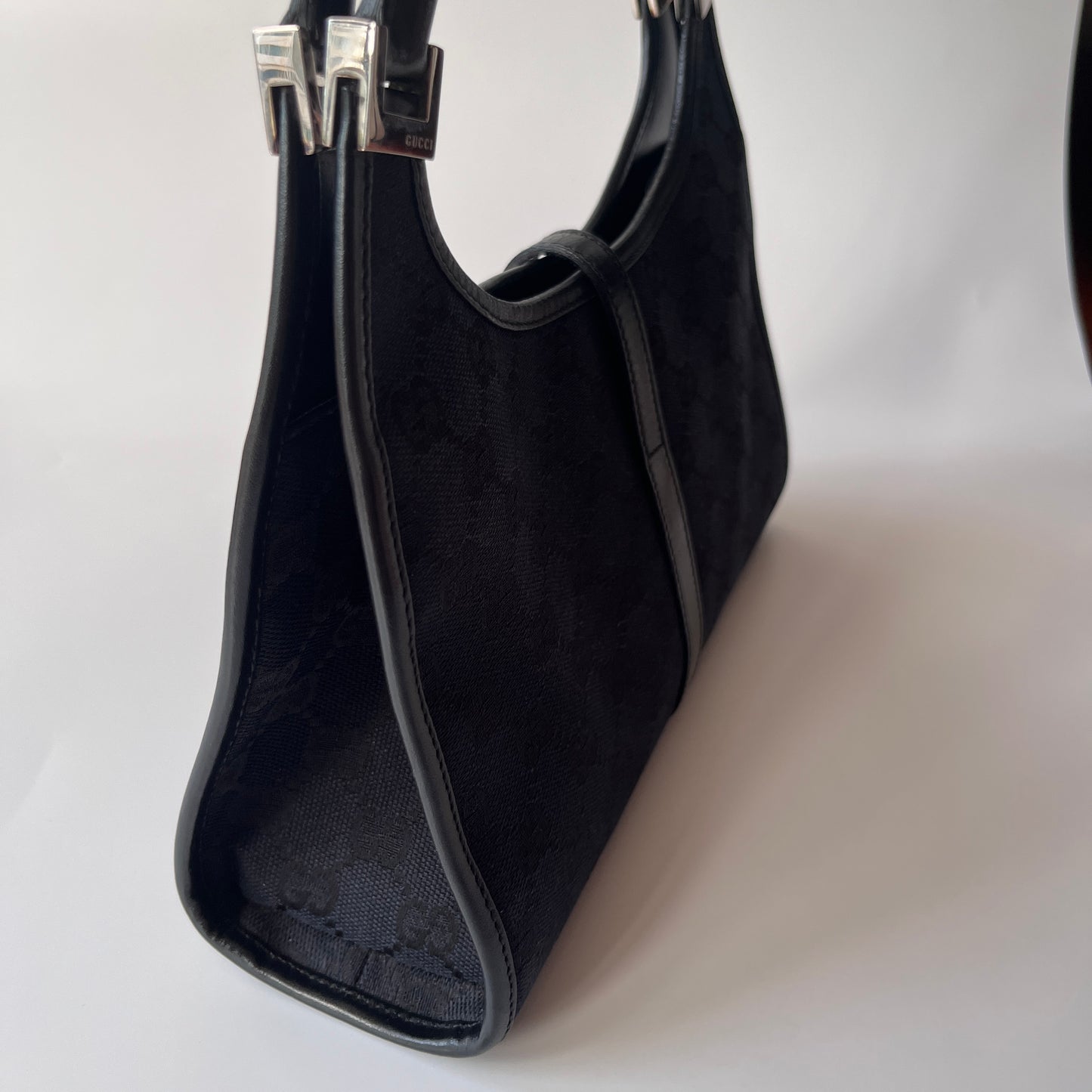 Gucci Vintage Black Jackie Canvas Shoulder Bag