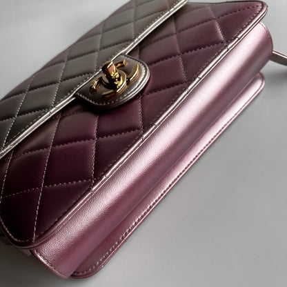 Chanel Quilted Gradient Metallic Lambskin Like A Wallet Flap Crossbody Bag