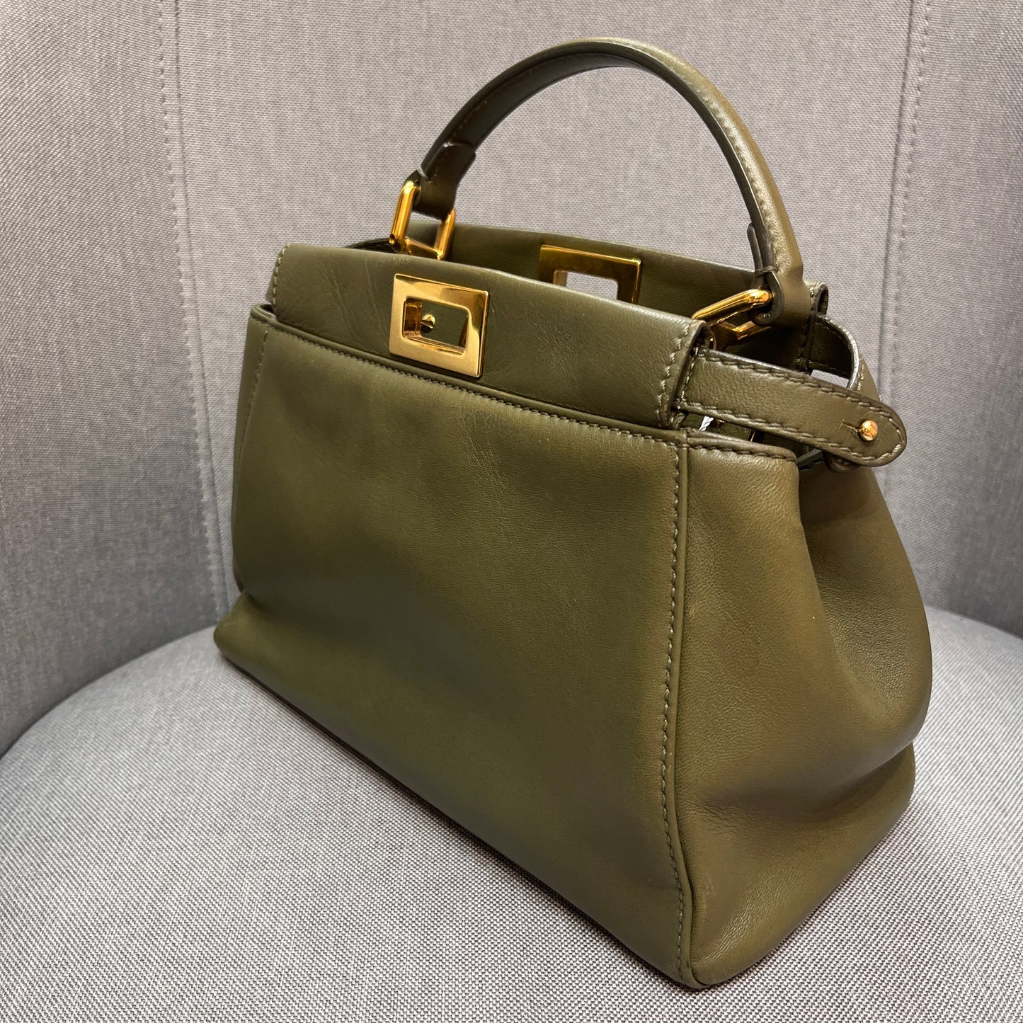 Fendi Peekaboo Mini Olive Green Crossbody Bag