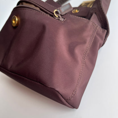 Moschino Vintage Brown Baguette Nylon Shoulder Bag