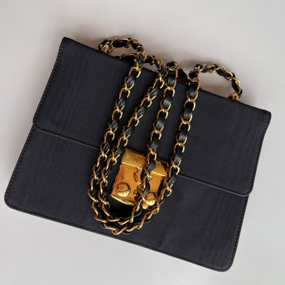 Moschino Vintage Black Nylon Chain Shoulder Bag