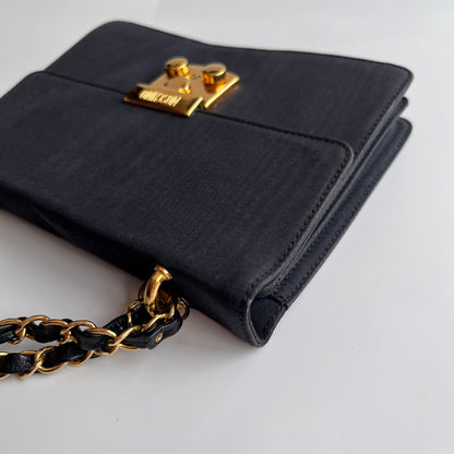 Moschino Vintage Black Nylon Chain Shoulder Bag