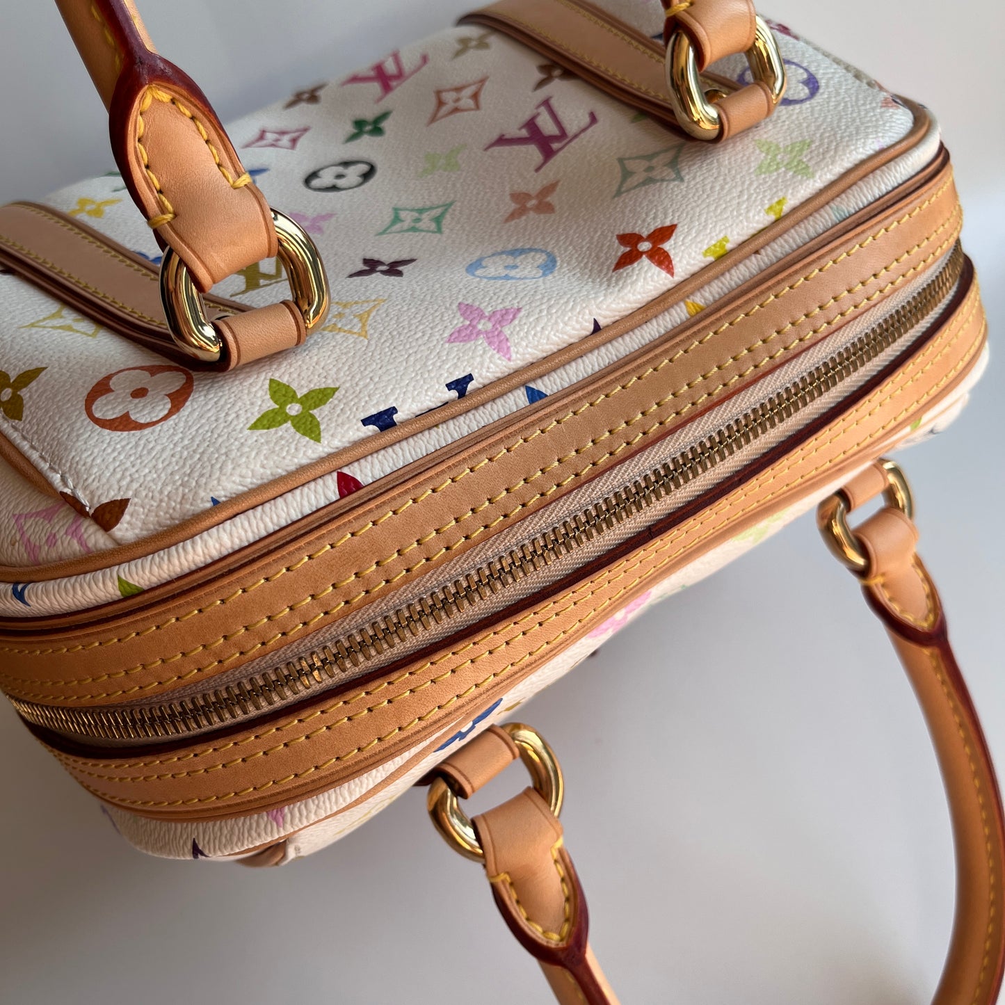 Louis Vuitton x Takashi Murakami White Multicolor Priscilla Handbag