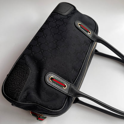 Gucci Princy Black Canvas Sherry Line Shoulder Bag