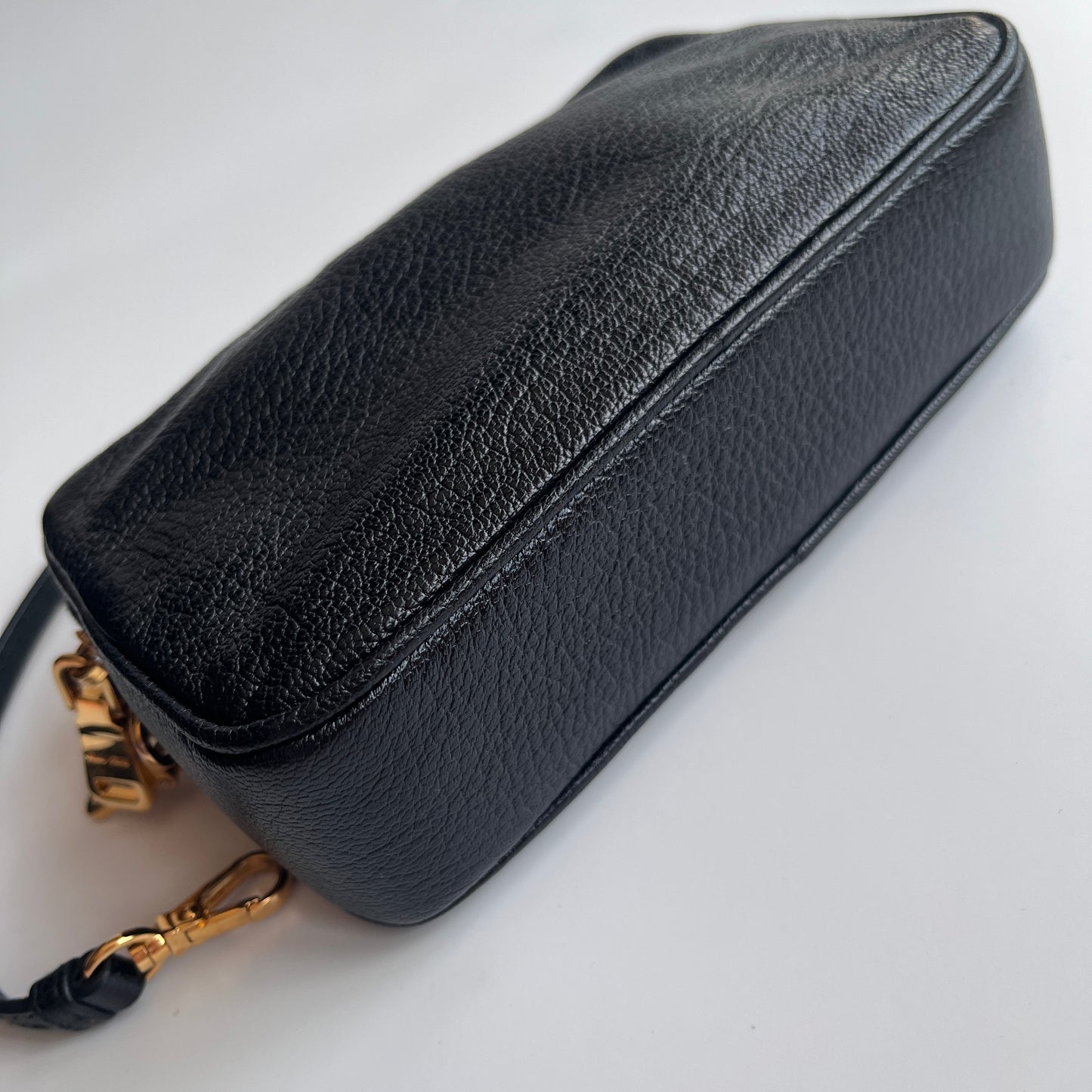 Miu Miu Black Goatskin Madras Double Zip Pochette Clutch