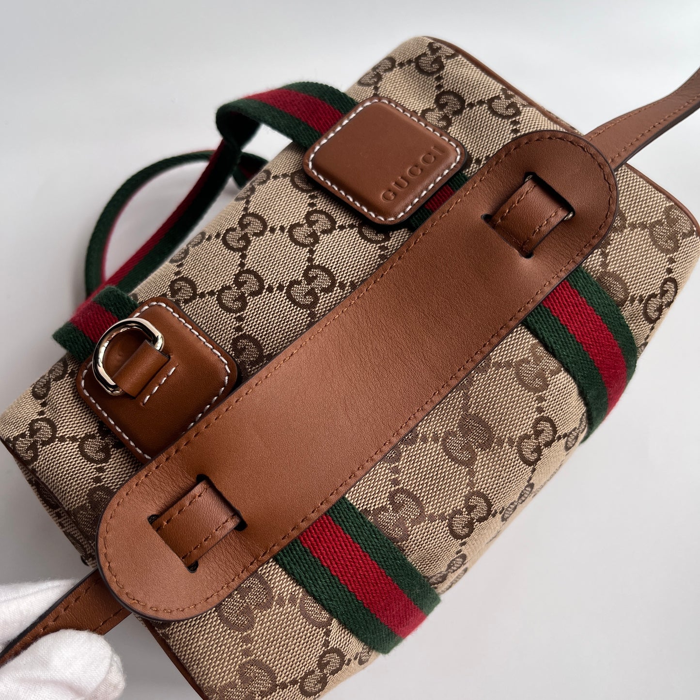 Gucci Canvas Mini Boston Crossbody Bag