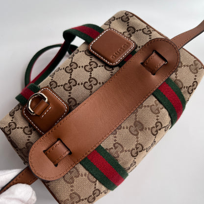 Gucci Canvas Mini Boston Crossbody Bag