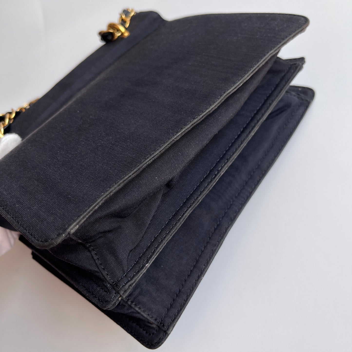 Moschino Vintage Black Nylon Chain Shoulder Bag