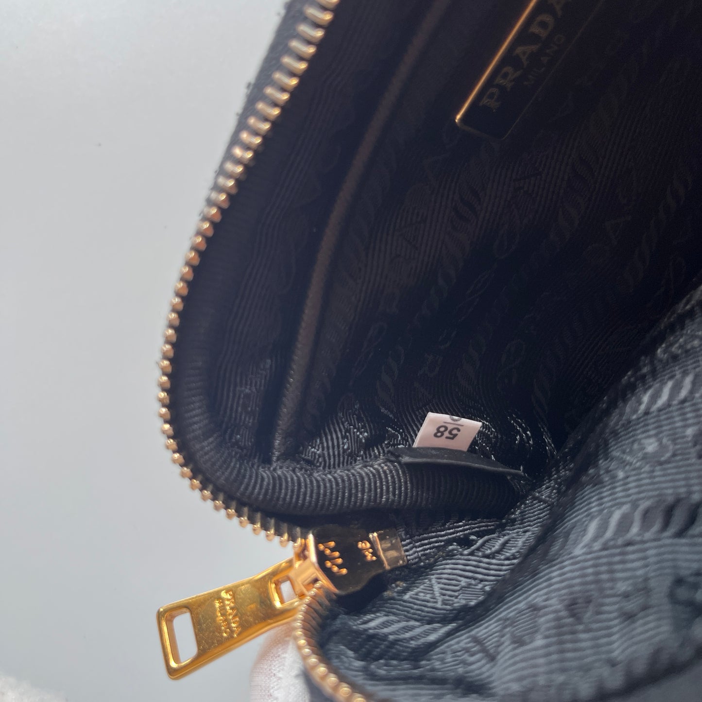 Prada Black Nylon Double Zip Pouch/ Wristlet