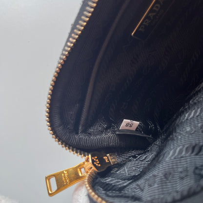 Prada Black Nylon Double Zip Pouch/ Wristlet