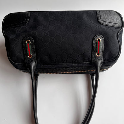 Gucci Princy Black Canvas Sherry Line Shoulder Bag