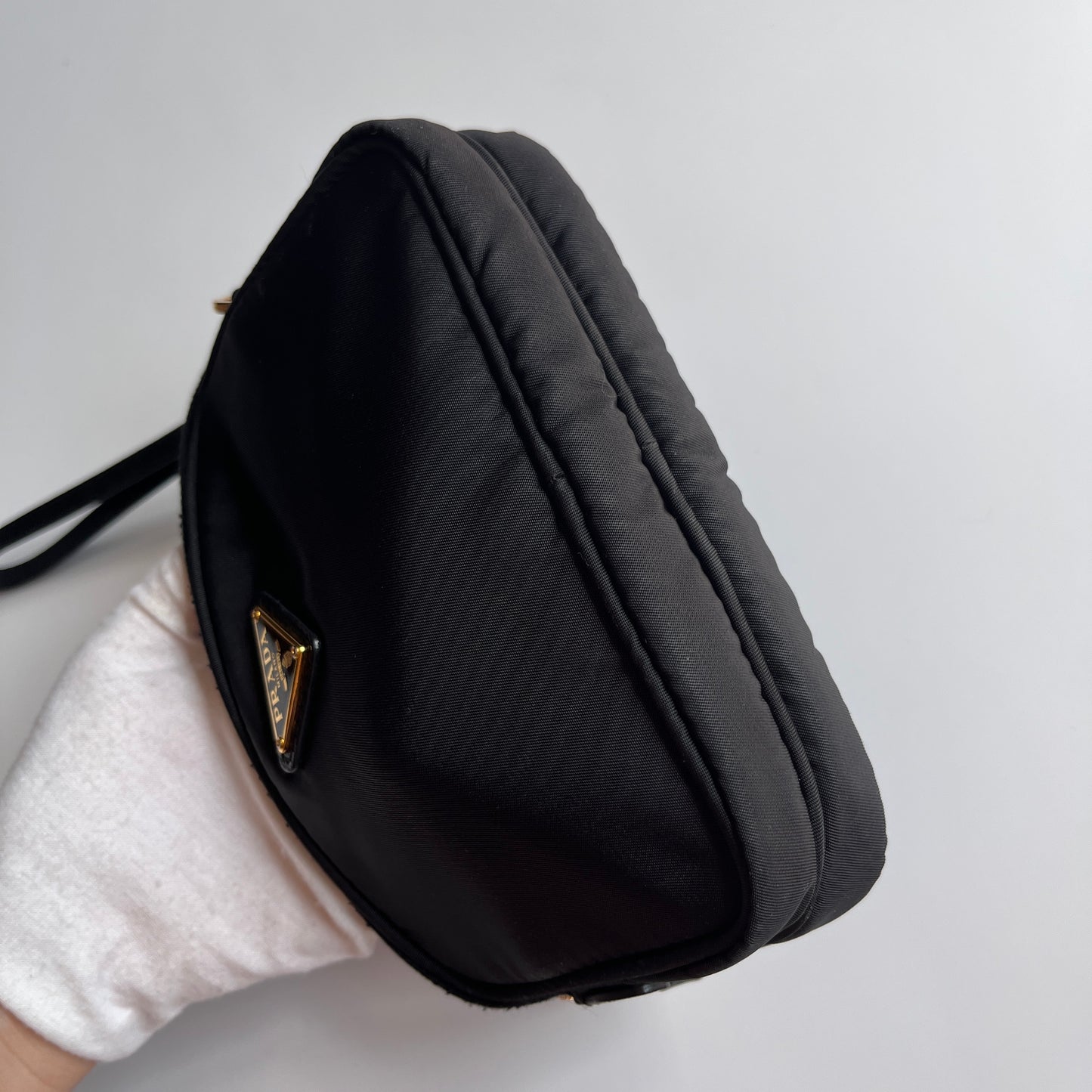 Prada Black Nylon Double Zip Pouch/ Wristlet