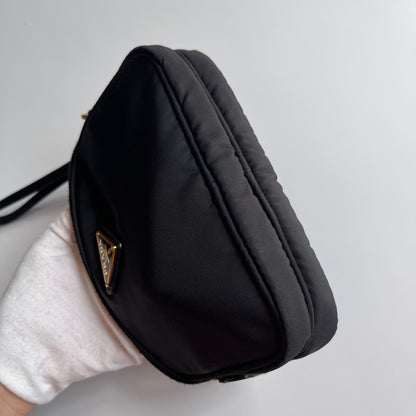 Prada Black Nylon Double Zip Pouch/ Wristlet
