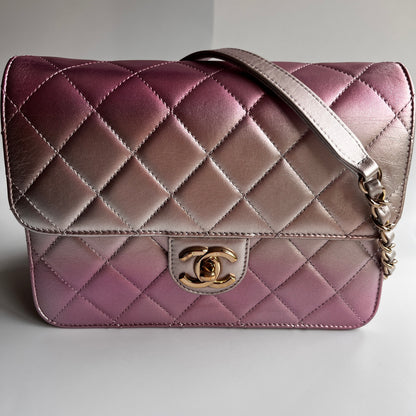 Chanel Quilted Gradient Metallic Lambskin Like A Wallet Flap Crossbody Bag
