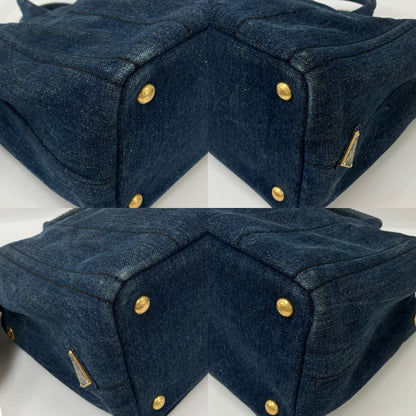 Prada Blue Denim Canapa Top Handle Bag