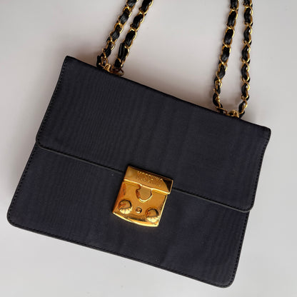 Moschino Vintage Black Nylon Chain Shoulder Bag