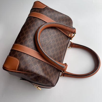 Celine Vintage Macadam Coated Canvas Boston Bag