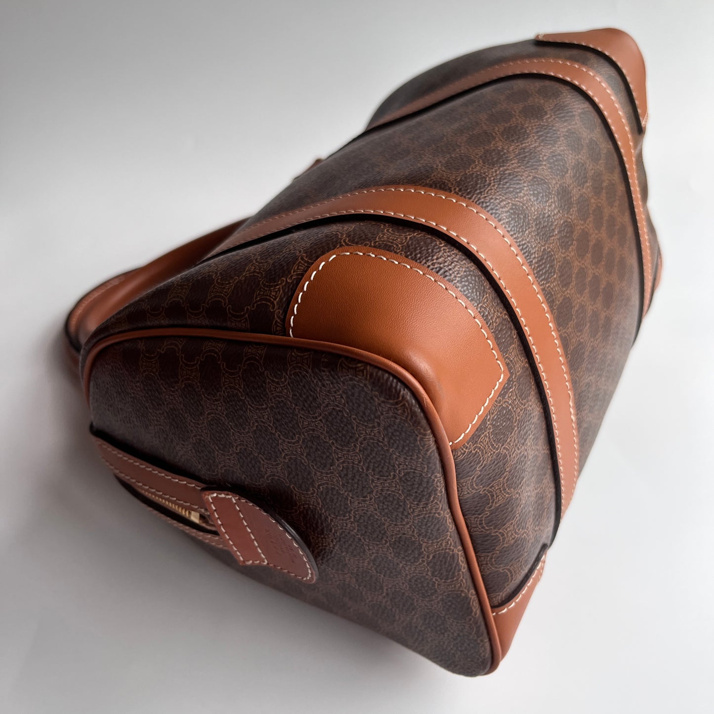 Celine Vintage Macadam Coated Canvas Boston Bag