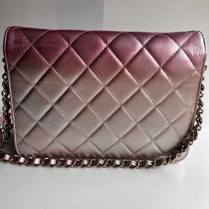 Chanel Quilted Gradient Metallic Lambskin Like A Wallet Flap Crossbody Bag