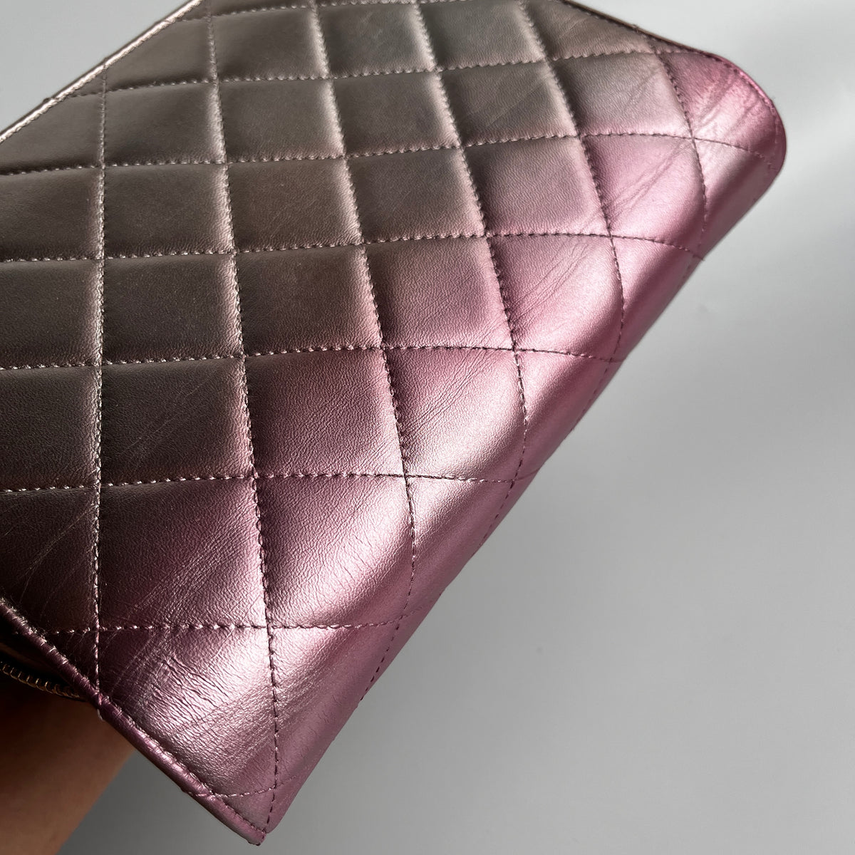Chanel Quilted Gradient Metallic Lambskin Like A Wallet Flap Crossbody Bag