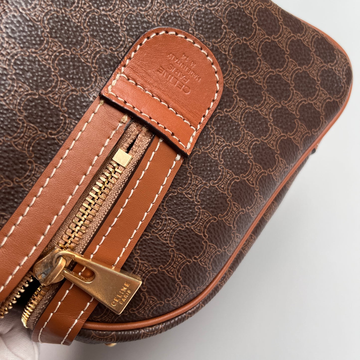 Celine Vintage Macadam Coated Canvas Boston Bag