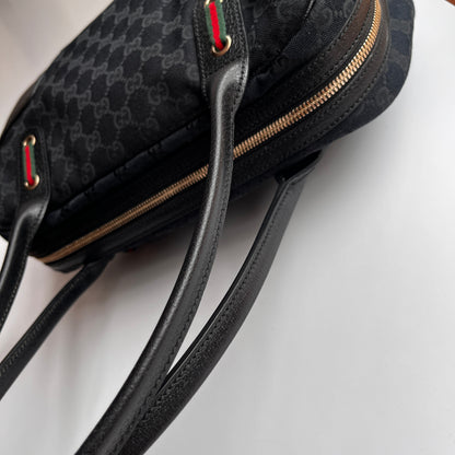 Gucci Princy Black Canvas Sherry Line Shoulder Bag