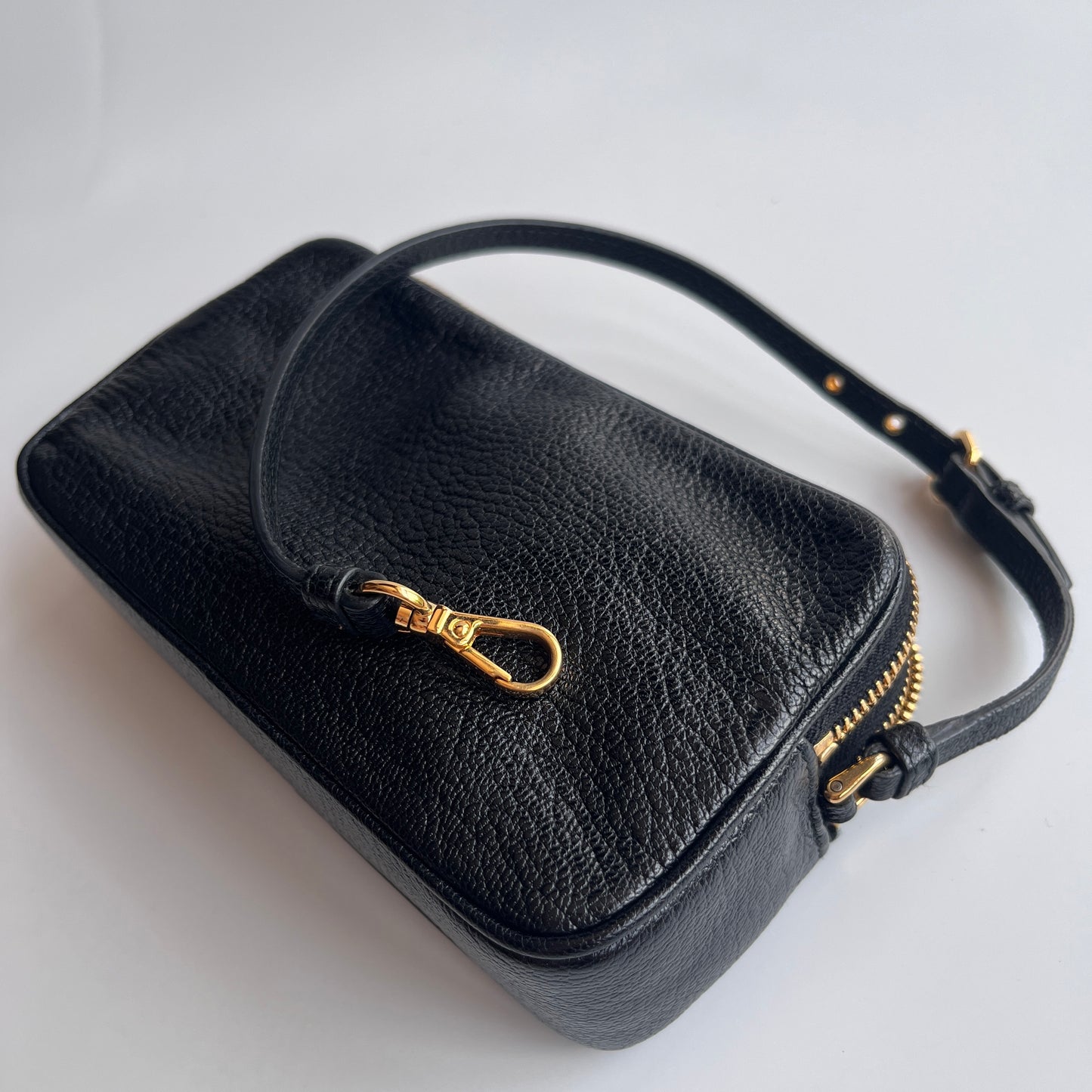 Miu Miu Black Goatskin Madras Double Zip Pochette Clutch