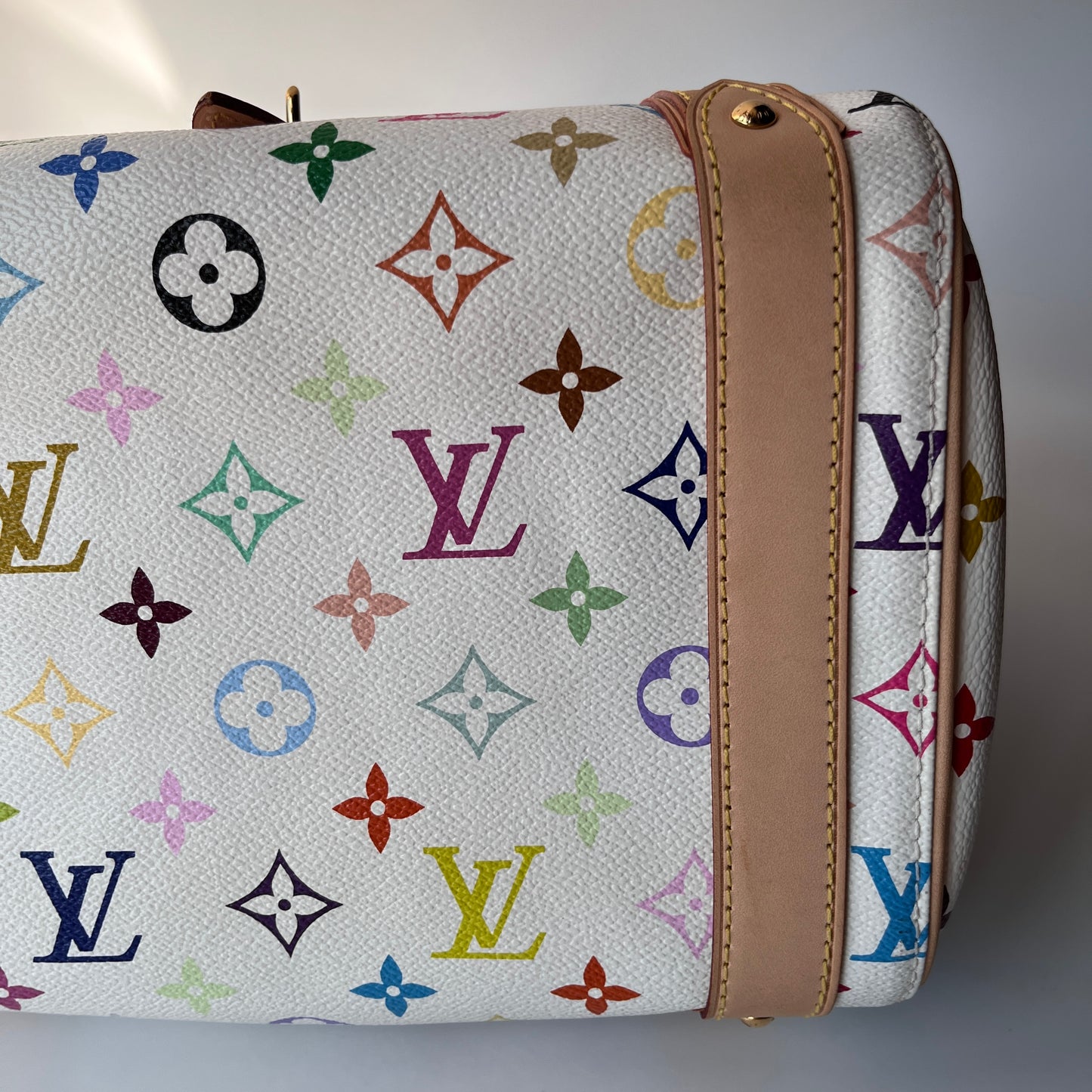Louis Vuitton x Takashi Murakami White Multicolor Priscilla Handbag