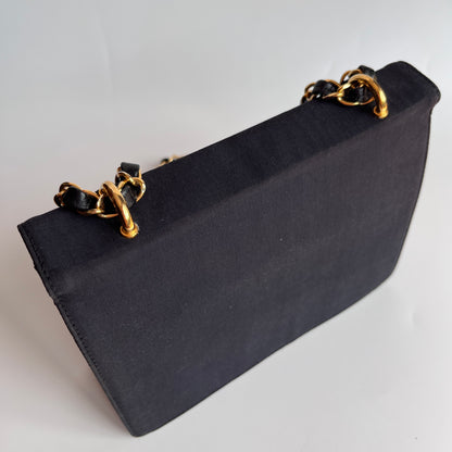Moschino Vintage Black Nylon Chain Shoulder Bag
