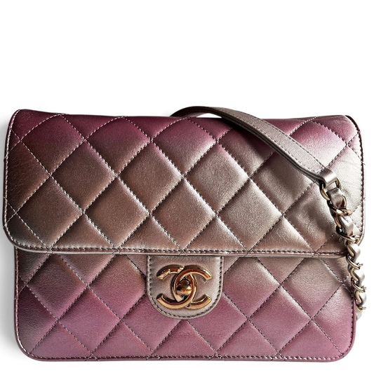 Chanel Quilted Gradient Metallic Lambskin Like A Wallet Flap Crossbody Bag
