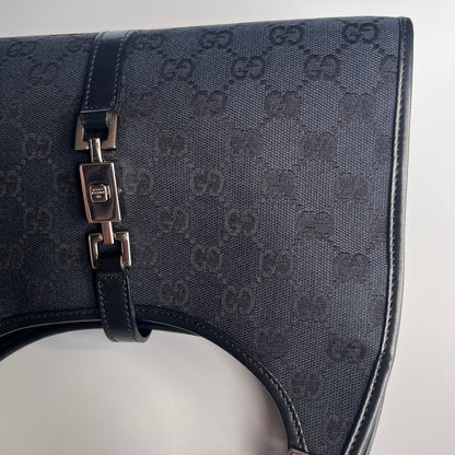 Gucci Vintage Black Jackie Canvas Shoulder Bag