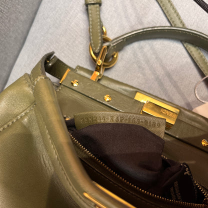 Fendi Peekaboo Mini Olive Green Crossbody Bag