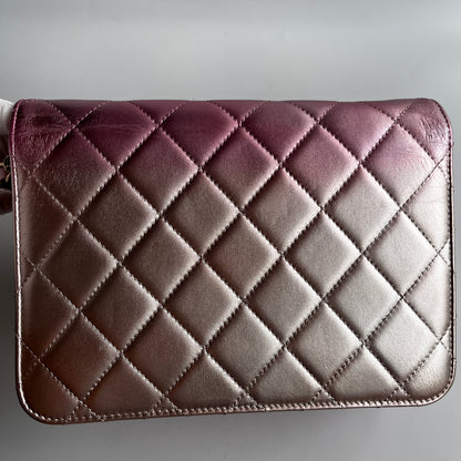 Chanel Quilted Gradient Metallic Lambskin Like A Wallet Flap Crossbody Bag