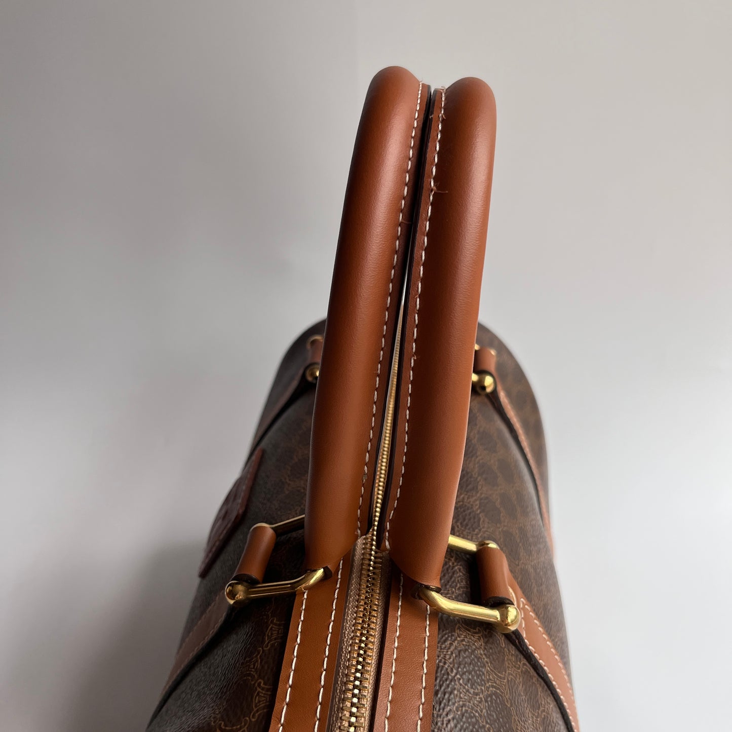 Celine Vintage Macadam Coated Canvas Boston Bag