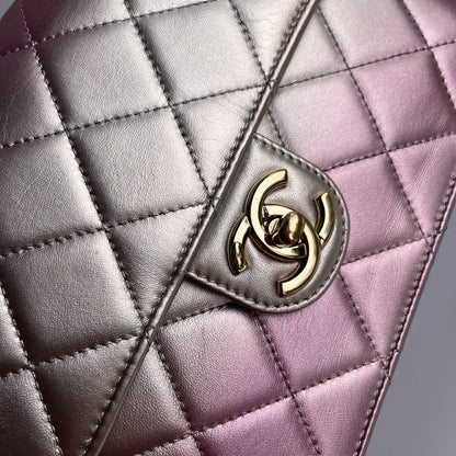 Chanel Quilted Gradient Metallic Lambskin Like A Wallet Flap Crossbody Bag