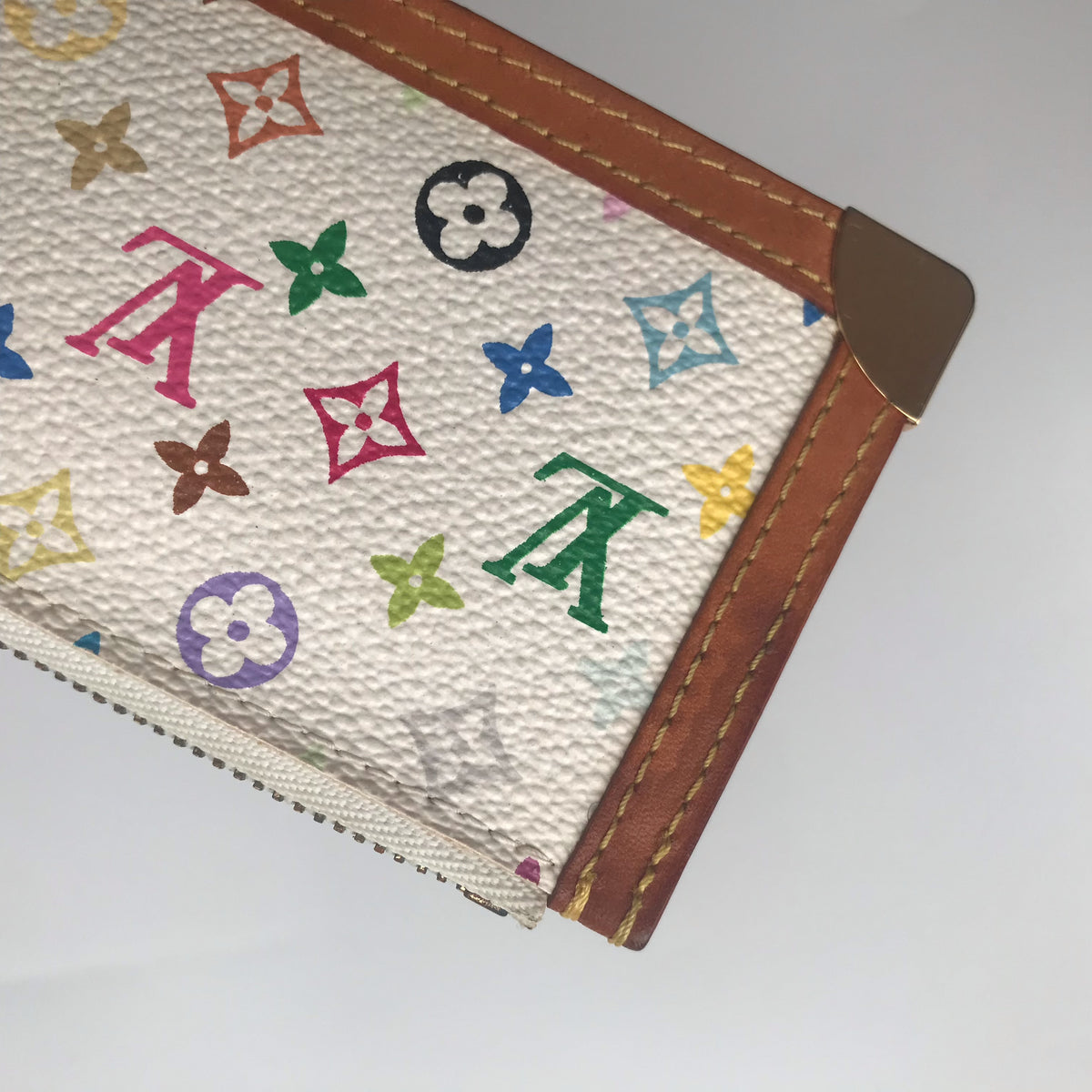 Louis Vuitton Monogram Multicolor Pochette Cles White