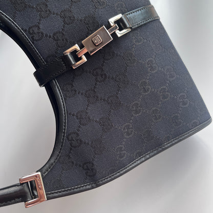 Gucci Vintage Black Jackie Canvas Shoulder Bag