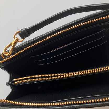 Miu Miu Black Matelasse Leather Wallet On Strap