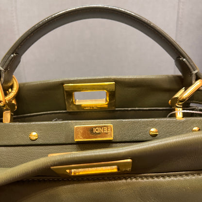 Fendi Peekaboo Mini Olive Green Crossbody Bag