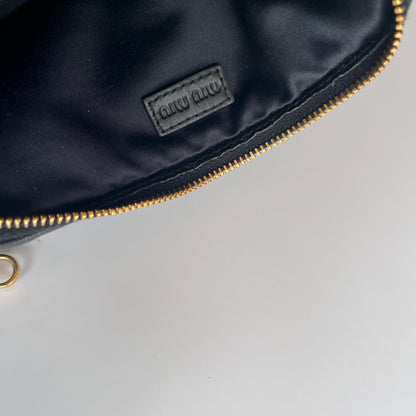 Miu Miu Black Goatskin Madras Double Zip Pochette Clutch