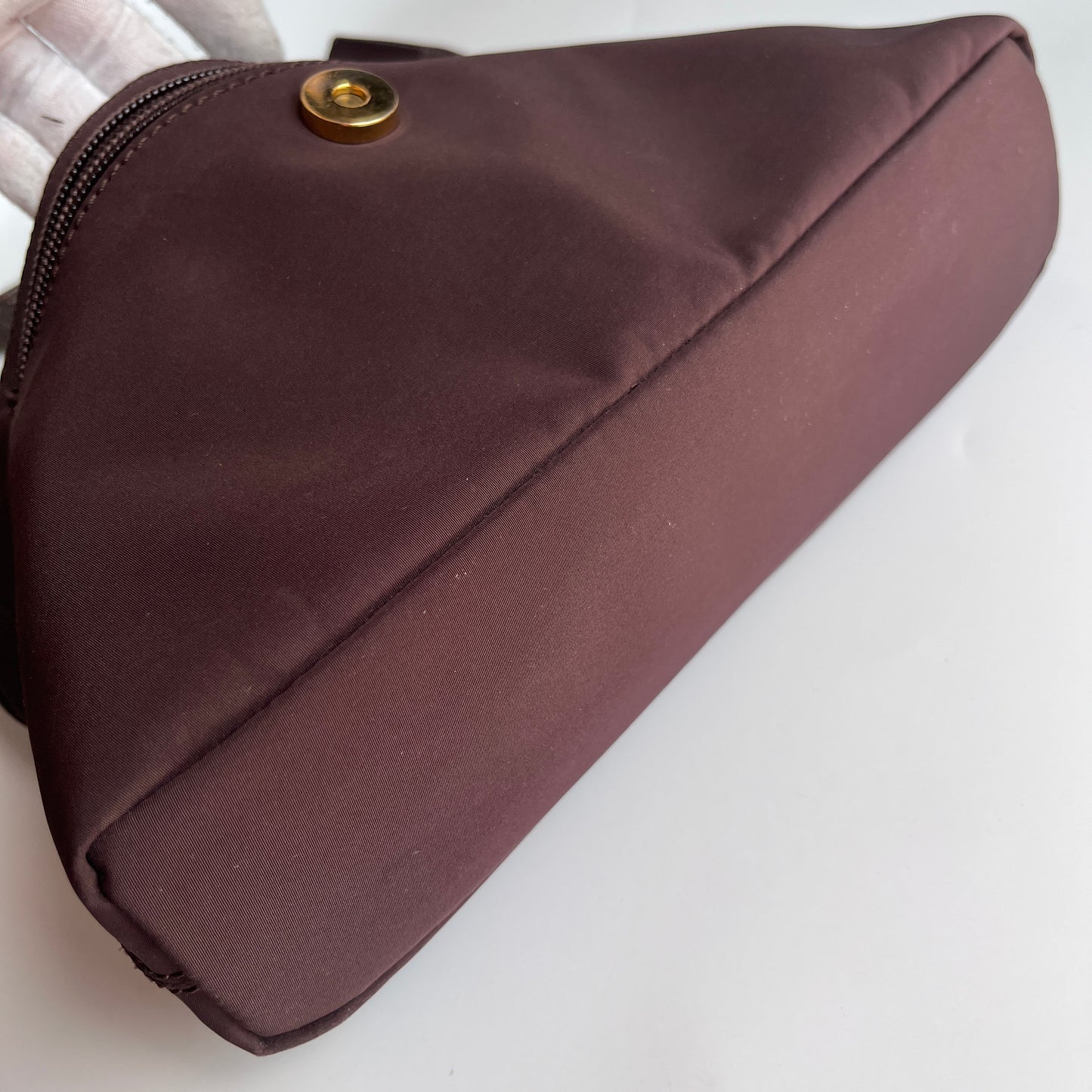 Moschino Vintage Brown Baguette Nylon Shoulder Bag