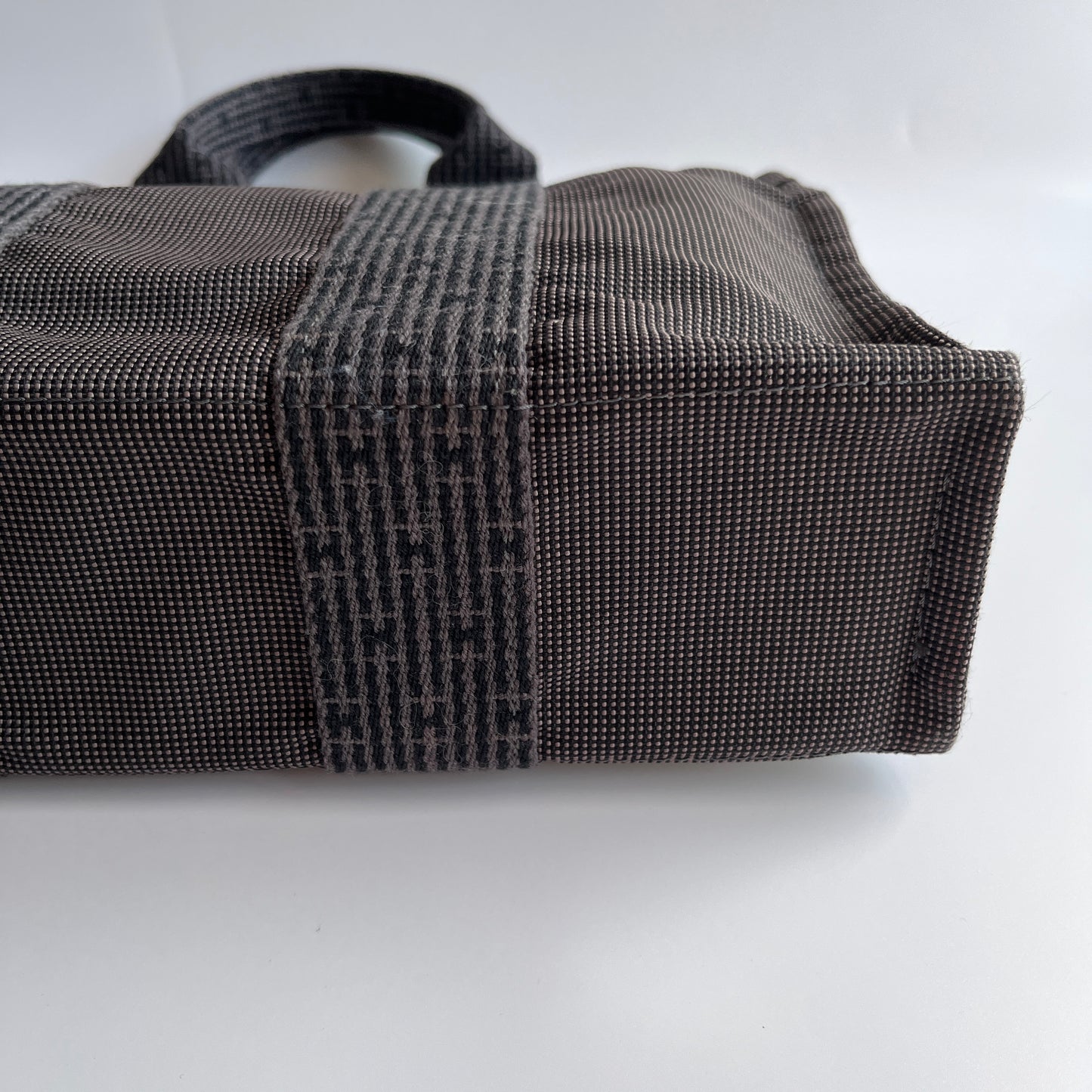 Hermes Herline PM Gray Canvas Tote Bag