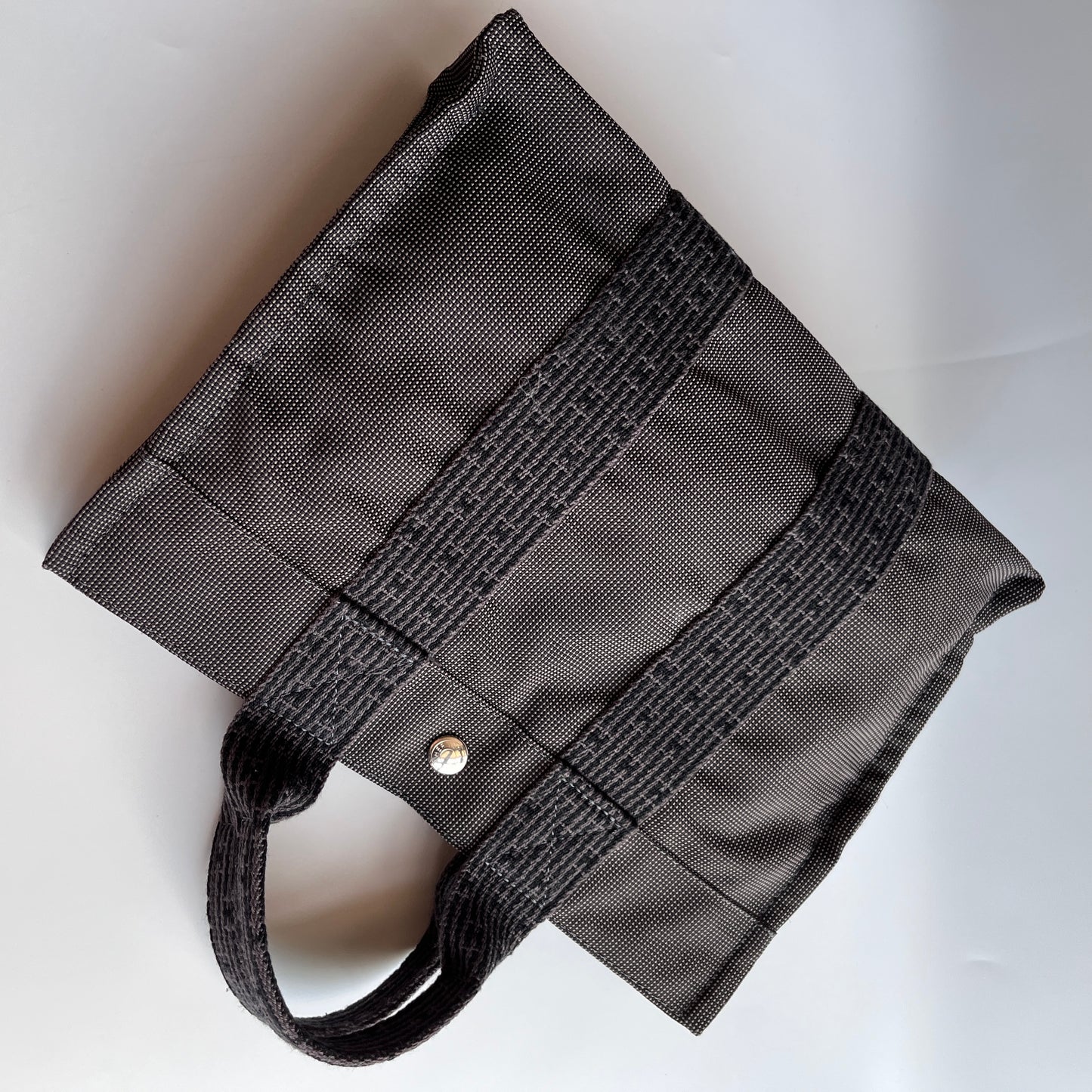 Hermes Herline PM Gray Canvas Tote Bag