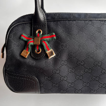 Gucci Princy Black Canvas Sherry Line Shoulder Bag