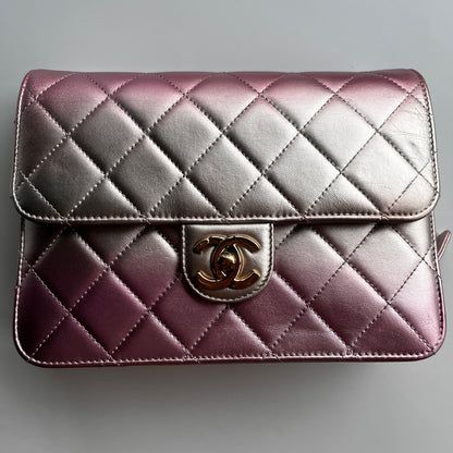 Chanel Quilted Gradient Metallic Lambskin Like A Wallet Flap Crossbody Bag