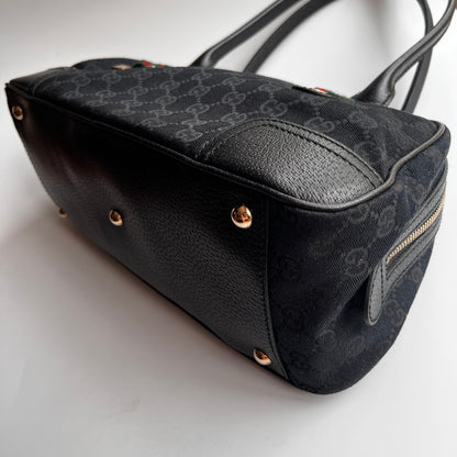 Gucci Princy Black Canvas Sherry Line Shoulder Bag