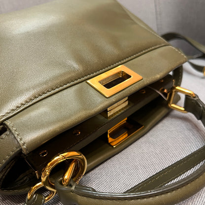 Fendi Peekaboo Mini Olive Green Crossbody Bag